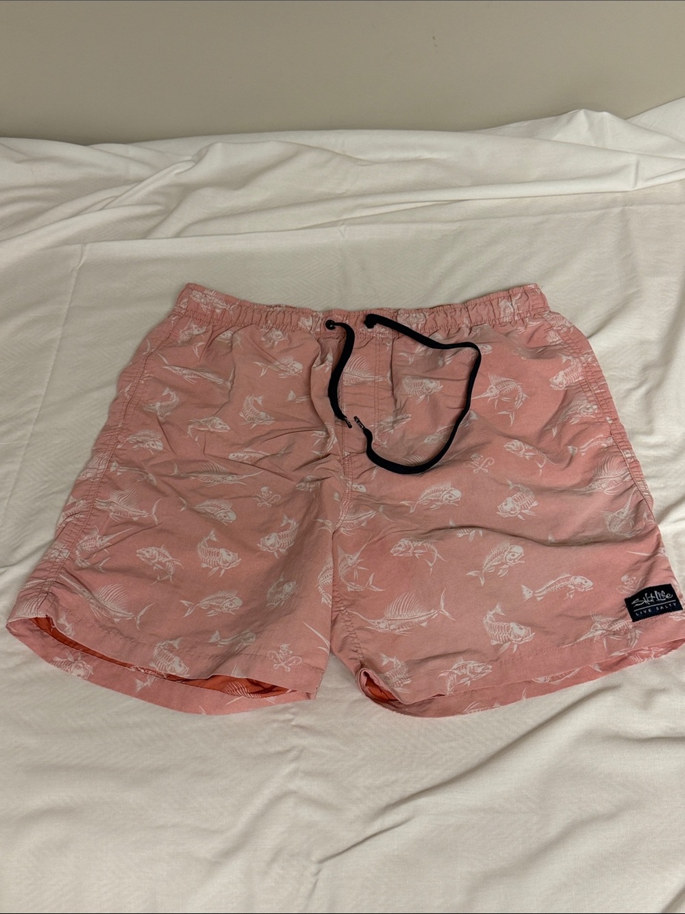 Salt Life Men's Pink Printed Athletic Swim Shorts Lined Trunks Like New Large